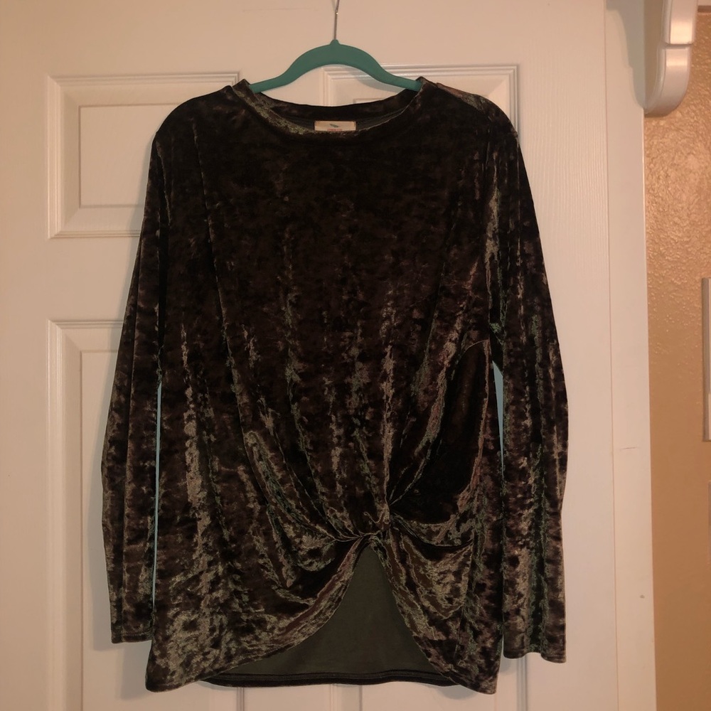 Anthropology Hummingbird Tunic Velvet Size Medium Forest Green Cinched